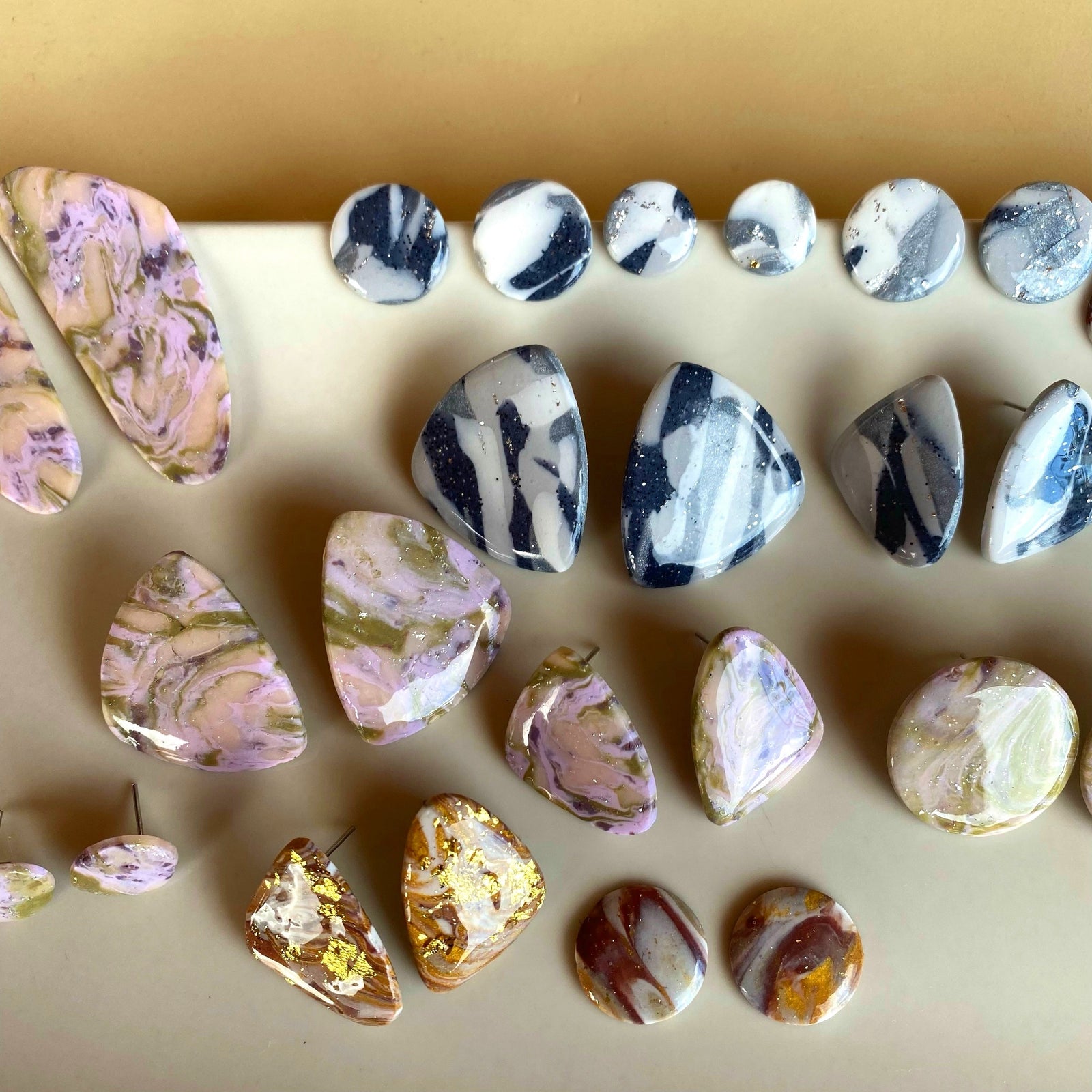 New Marble Colection | Pendientes efecto marmol de arcilla polimerica