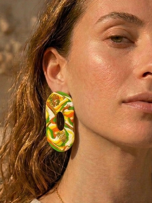 Pendientes boton Terranova Spring Gold