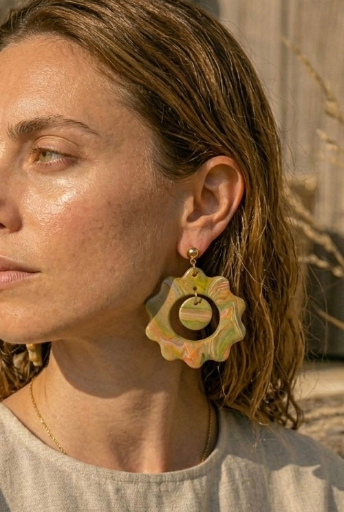 Pendientes aro Colombia Verde Junco