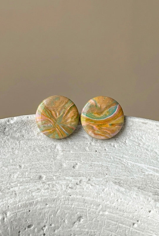 Pendientes boton Viena 25 mm Verde Junco