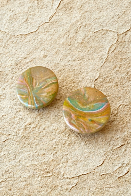 Pendientes boton Viena 25 mm Verde Junco