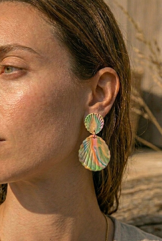 Pendientes conchas Miami Verde Junco