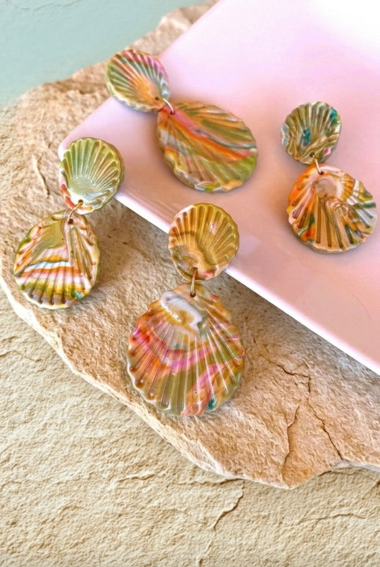 Pendientes conchas Miami Verde Junco