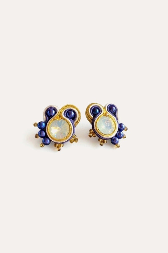Pendientes boton Soutache Aura azul