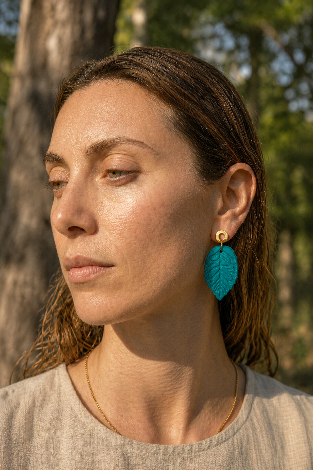 Pendientes hojas Aurora verde Forest
