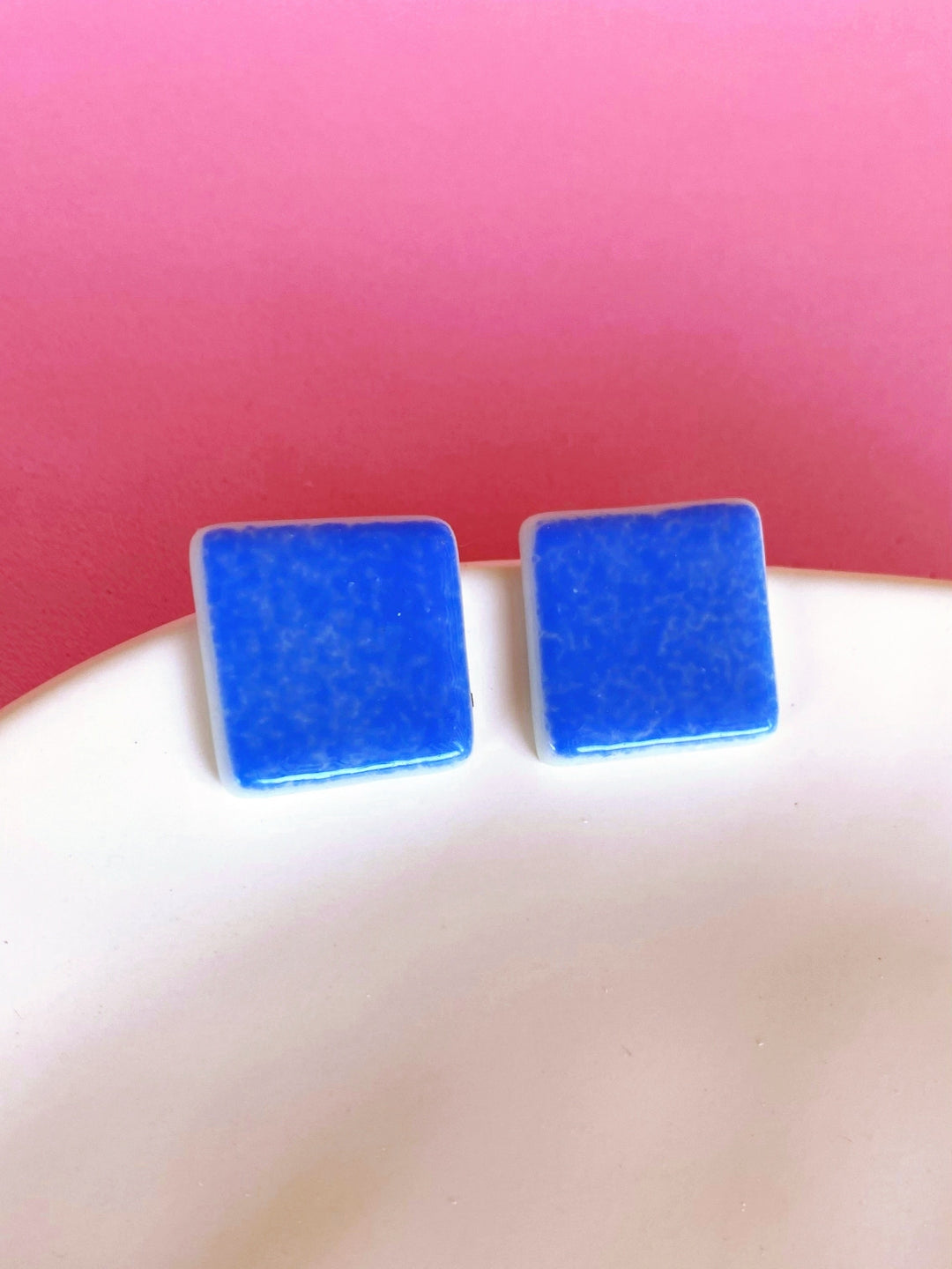 Pendientes boton Bruck 23 mm azul - SIMBARU - Pendientes en arcilla polimerica